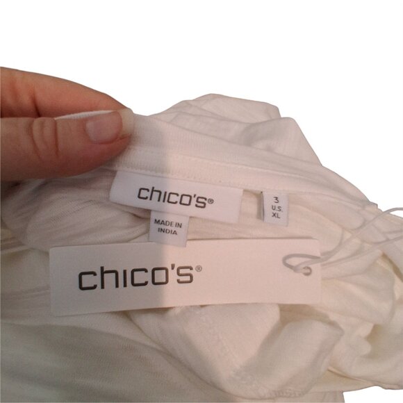 Chicos nwt top womens size XL Chicos 3 Cotton slub flutter sleeve tee Alabaster - Picture 3 of 4